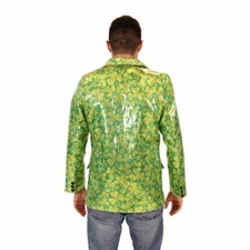 Adult St. Patricks Day Irish Four Leaf Clover Sequin Blazer Suit Costume Jacket