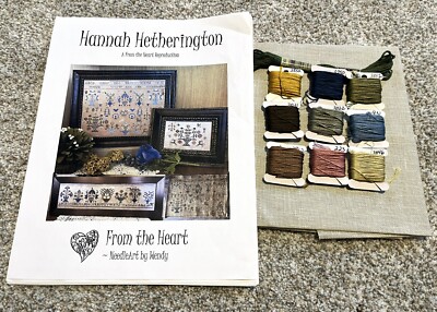 HANNAH HETHERINGTON - FROM THE HEART XSTITCH PATTERN + FABRIC & DMC FLOSS