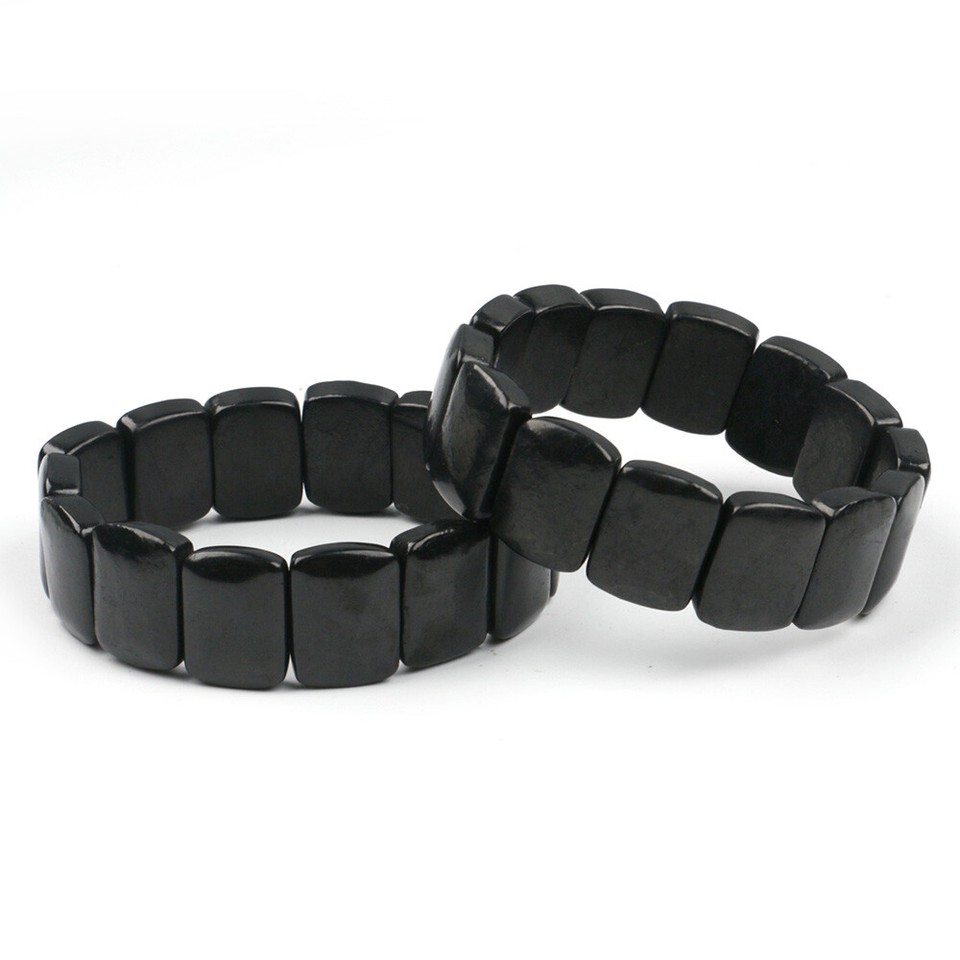 RICHRAIN Shungite Bracelet – Natural Gemstone EMF Protection For Men & Women | Elastic Band | Healing Crystal - View #3
