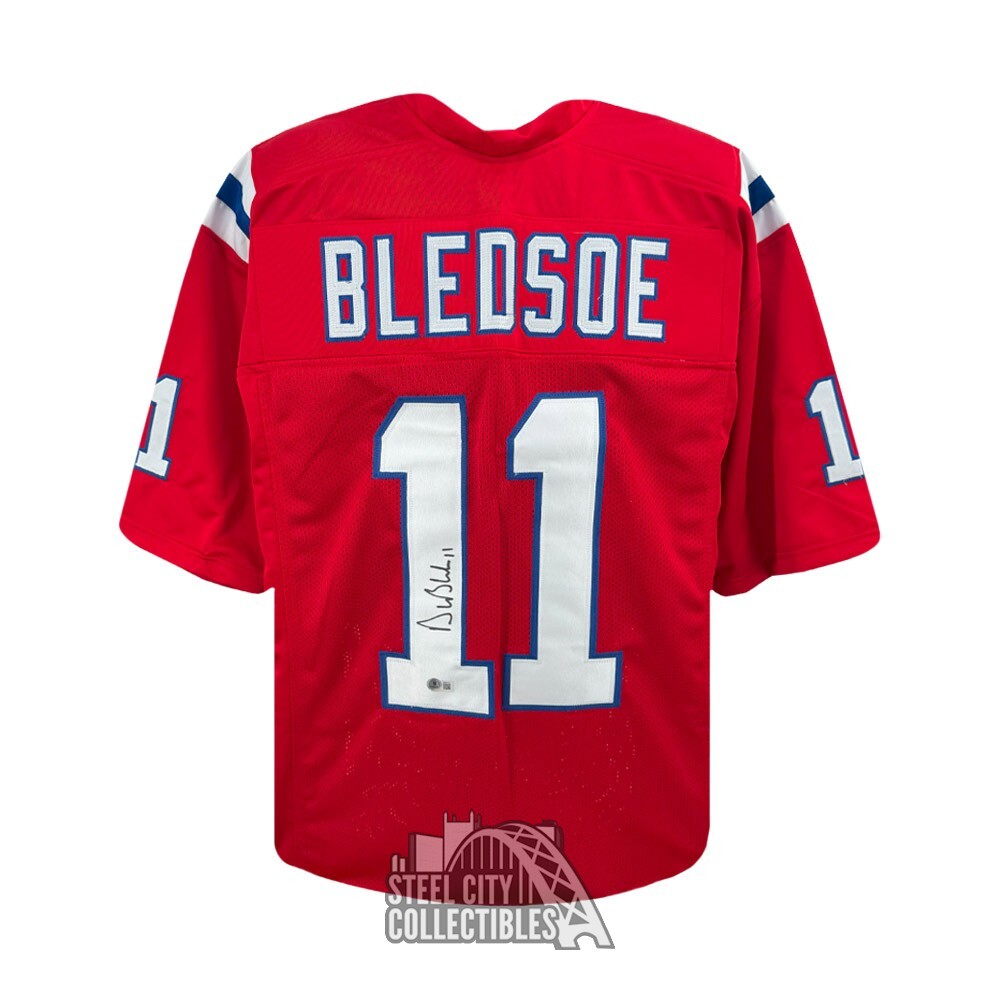 Drew Bledsoe Autographed Signed New England Custom Red Football Jersey - BAS 