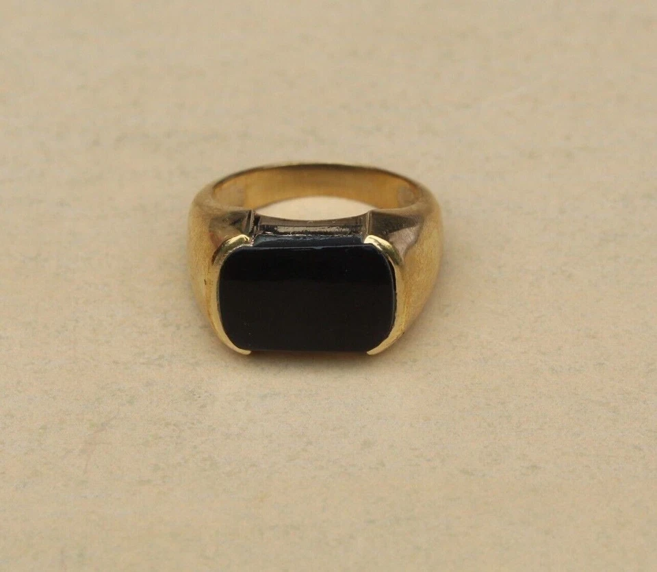 Anillo de piedra de ónix negro hecho a mano para boda unisex fiesta y compromiso ropa de moda Foto 2 de 3