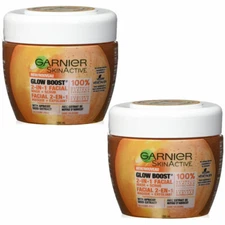 2-Pack New Garnier SkinActive Glow Boost 2-in-1 Facial Mask and Scrub, 6.76 oz