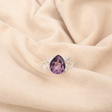 Natural Amethyst Gemstone 925 Sterling Silver Ring November Birthstone Ring.