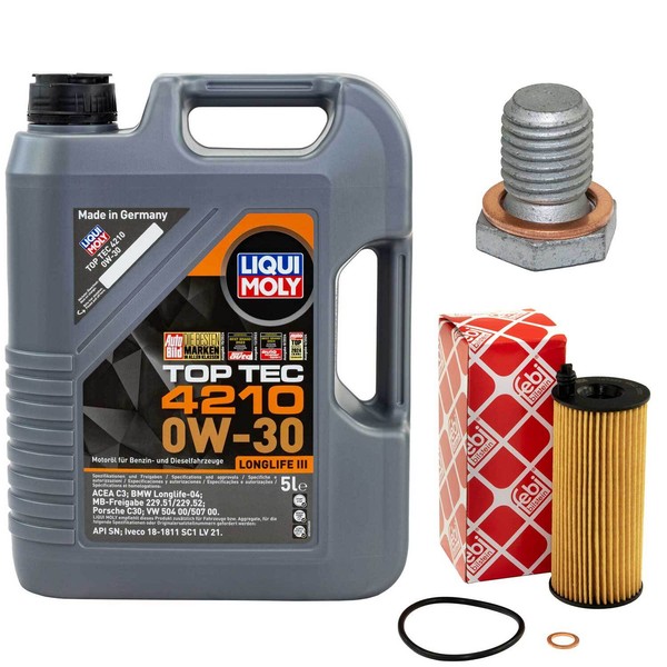 MotoröL Set 0W-30 5 Liter + ÖLfilter + Schraube FüR BMW 1Er 3Er 5Er X5 6Er Mini-image
