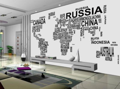 3D World Map K12802 Wallpaper Mural Self-adhesive Removable Sticker Kay