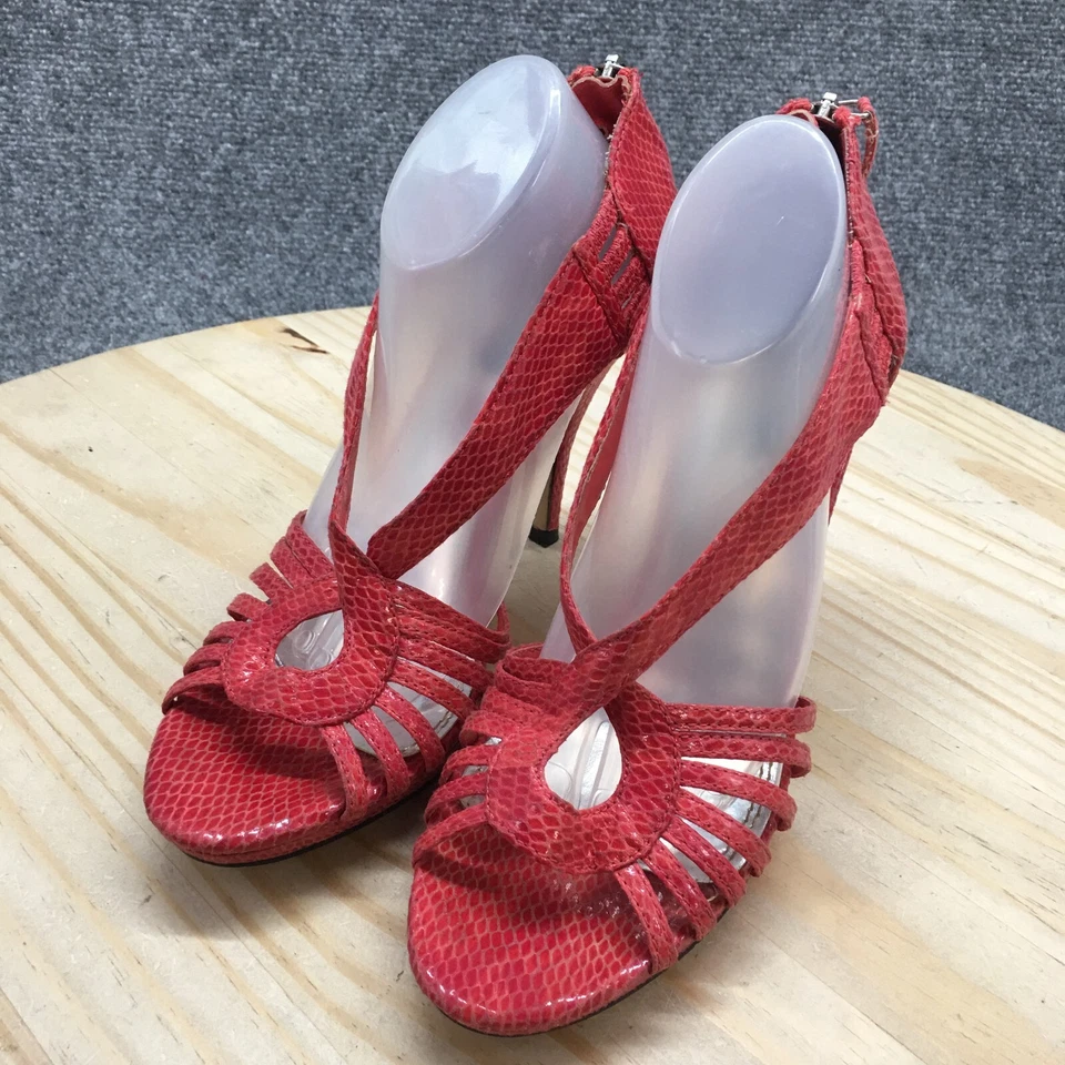 Tacones de tacón de aguja de piel de serpiente Lucille rojo 7M White House Black Market para mujer Foto 3 de 4