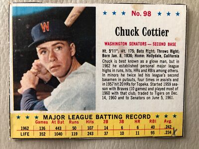 1963 Post Jello #98, Chuck Cottier, Washington Senators