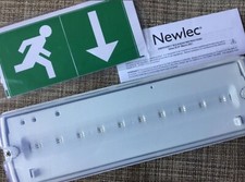 Newlec Emergency LED Bulkhead light 3HR Maintained Non-Maintained IP65 Legend⭐️