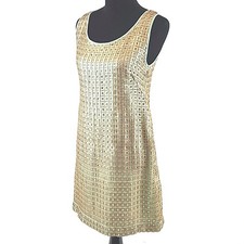 Anthropologie Tabitha Golden Panes Shift Dress SIZE 6 Sequins Seafoam MSRP $198