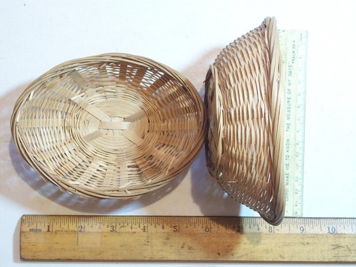 Household BASKETS WICKER BASKET 5 INCH X 4 3/8 INCH x 1 5/8 DEEP LOT OF 2 5 x 4