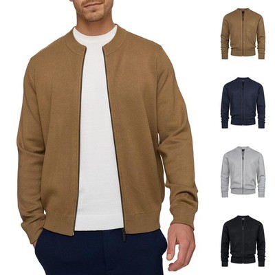 Indicode Herren Strickjacke INLaos-Cardigan Rundhalsausschnitt Reißverschluss