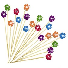 100pcs Flower Cocktail Picks, Toothpicks for Appetizers, 4.7 inch Long Bamboo...