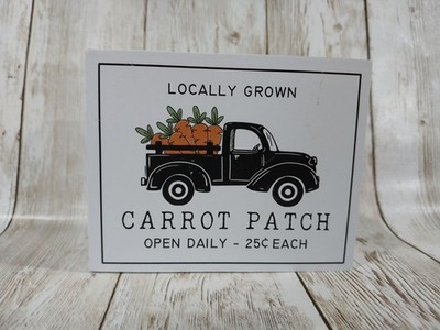 New* ''Carrot Patch'' Black Farm Truck Easter Wood Block Decor Desk Tier Tray 4H
