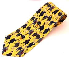 Guy Duffers Guy Buffet Collection Vtg Golf Yellow & Blue 57x4 Silk Tie