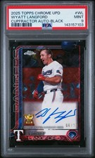 2025 TOPPS CHROME UPDATE WYATT LANGFORD CUPFRACTOR AUTO BLACK /10 SSP PSA MINT 9