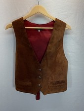 Vintage Bushwacker Vest Women's M Brown Leather Button Front Western USA Cowgirl