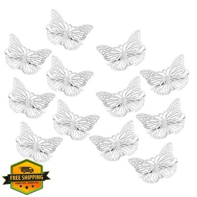 OBTANIM Butterfly Hair Clips 12 Pcs Metal Barrettes for Girls Women Silver