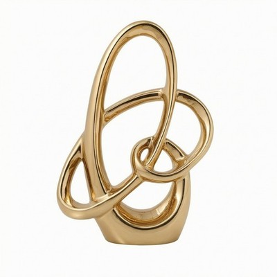 Loop Sculpture Shiny Abstract Decorative Piece Built-in Base for Living Room