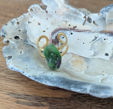 green bonfire sea glass ring, adjustable ring, handmade