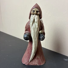 DL Petersen 1990 Signed Folk Art Santa Claus Hand Carved Figure As Is
