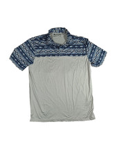 Ariat Tek Polo Shirt Mens Medium grey Perfromance AzTec Stretch Collared