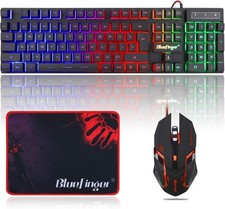 Ergonomic RGB Gaming Keyboard with Backlit Mouse Combo - Ideal for Laptops PCs