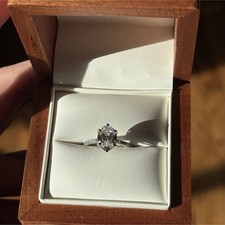 Marquise White/Colorless Diamond Engagement Ring White Gold Prong Setting