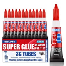 3 Gram Pack of 12 Single Use Super Glue Liquid, Fast, Thin Pack 12