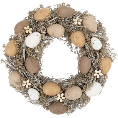 Northlight 12'' Natural Earth Speckled Egg Easter Twig Wreath