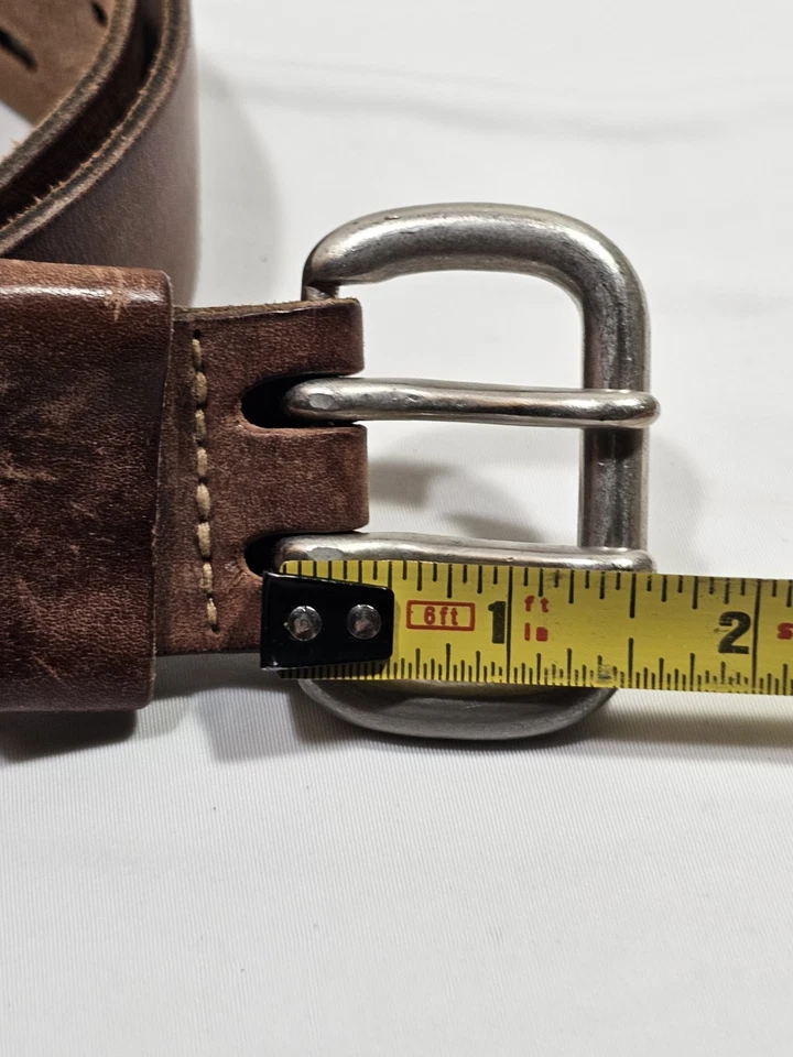 Cinturón De Colección Abercrombie & Fitch Ancho Marrón Cuero Envejecido Talla 32 EE. UU. Foto 3 de 4