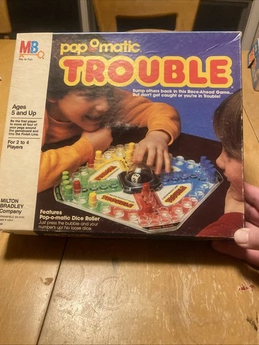 Vintage 1986 Pop-O-Matic Trouble Game Milton Bradley Complete # 4658 Made In USA