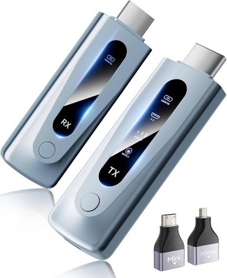 2025 Upgraded Wireless HDMI Transmitter and Receiver 328FT/100M, Light Blue 