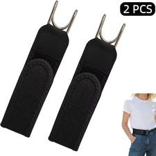 2pc Metal Hook Elastic Belt Unisex Buckle-less Invisible Waist Belt Closure,