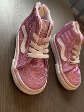 Vans girls Toddler Pink Glitter Sparkle sneakers Shoes baby sz 4 Hi top