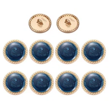 Metal Vintage Gold Button 20mm Round Metal Sewing Button, Navy Blue Pack of 10