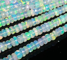 Faceted Ethiopian Opal Rondelle Beads: AAA Welo Opal