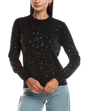 Minnie Rose Paillette Cashmere-Blend Sweater Women's Black L