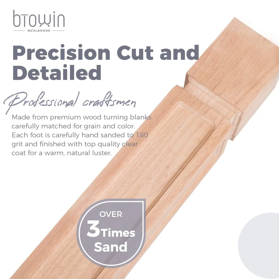 35 1/2 pulgadas H 3 1/2 pulgadas W 3 1/2 pulgadas D patas de isla de cocina de madera, 2 piezas de madera... Foto 3 de 4