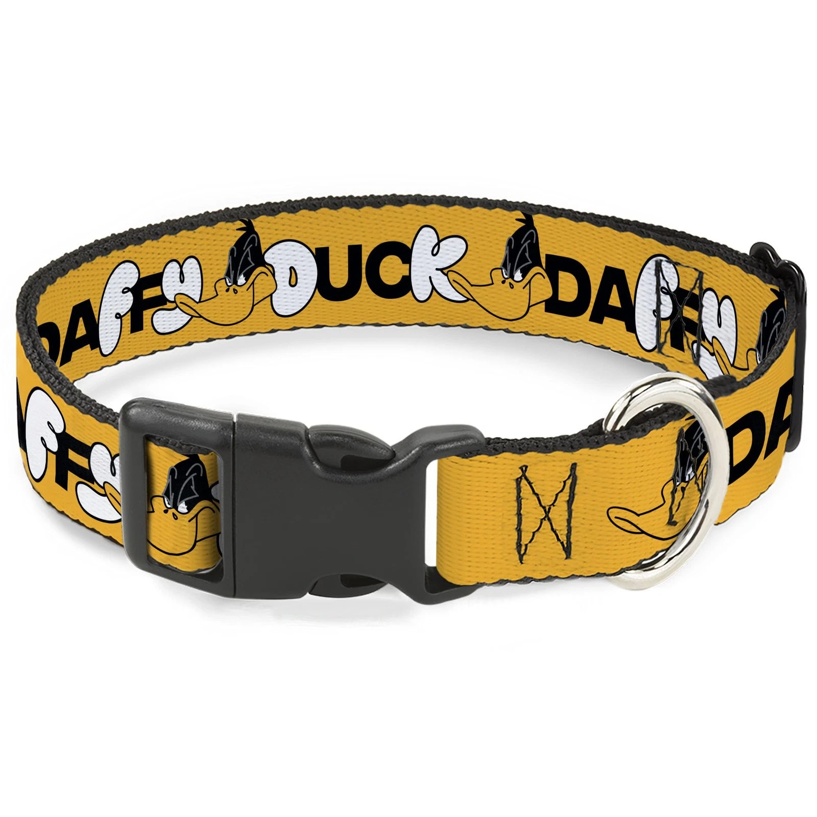 Looney Tunes Pet Collar, Dog Collar Plastic Buckle, Daffy Duck Smiling Face Text
