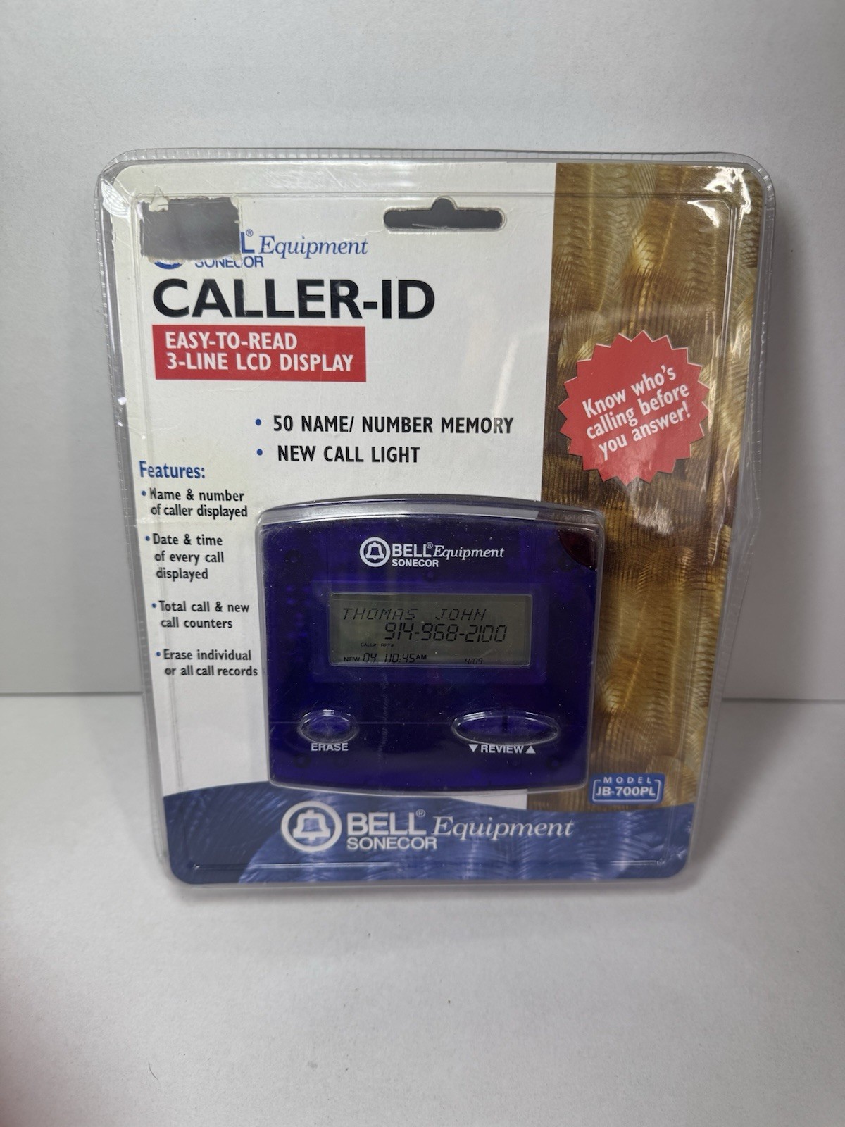 Vintage Bell Sonecor Purple Caller ID JB-700PL JB-700 Name Memory LCD Retro NOS