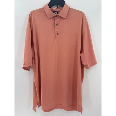 FootJoy Mens XL ProDry Performance Golf Polo Shirt Coral Orange Micro Stripe FJ