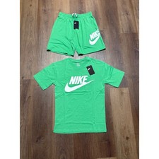 Nike Mens Sportswear T-Shirt and Shorts Set Green Large Futura Logo 2pc Outfit