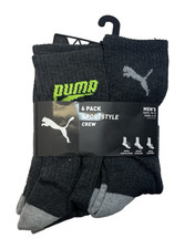 New PUMA Dry Cell Men's Size 10-13 Training Crew Socks Dark Light Gray 6-Pairs