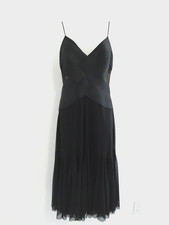 Evening Corset Dress SMALL Black Mesh Flair Special Occasion Party Romantic VTG