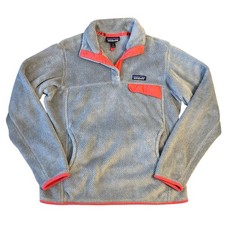 Patagonia Synchilla Re-Tool Snap-T Fleece Grey X-Dye Shock Pink Women  s Medium