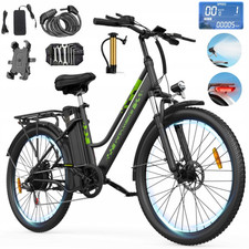 E-Bike 26 Zoll City Elektrofahrrad Herren/Damen 7-Gang 15AH Akku Citybike 100km