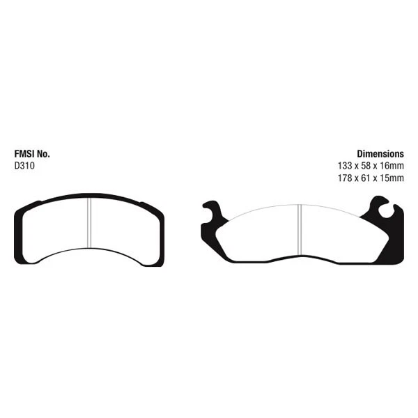 For Ford Mustang 1983-1993 EBC DP41159R Yellowstuff Front Brake Pads Foto 2 de 3