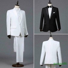 2PCs Men's Formal Blazer Suit Groom Wedding Slim Party Tuxedo Jacket Coat Pants