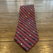 Zianetti Men's Italian Silk Necktie Red Blue Honeycomb Design Made In USA