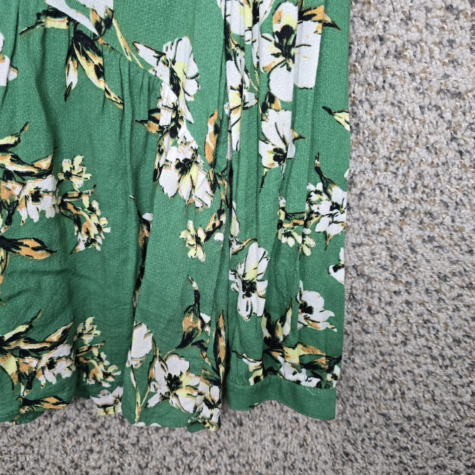 Lucky Brand Топ женщин средний зеленый цветочный печать V шеи блузка повседневные женщины - Изображение 2 из 4